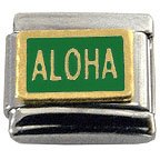 Green Enameled ALOHA Italian Charm HAWAII MAUI!