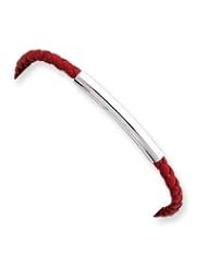 Sterling Silver Braided Red Leather Bracelet QG1082-7"