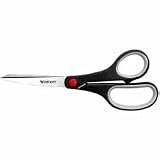 Westcott 13146 Soft Handle 8 Stainless Steel Bent Shears, 3 Cut, R/L Hand, Black Handle