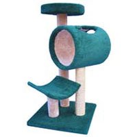 Molly and Friends "Tunnel of Fun" Premium Handmade 3-Tier Cat Tree with Sisal, Model 243, Beige