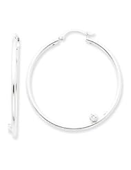 Sterling Silver CZ Hoop Earrings QE1973"