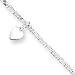 Sterling Silver 10inch Polished Dangling Hearts on Figaro Anklet