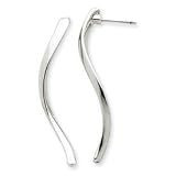 14k Gold White Gold Long Curled Post Earrings