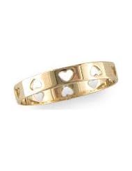 Childrens 14K All Around Pierced Heart Band Ring