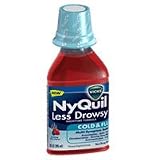 Search : Vicks Nyquil less drowsy cold and flu relief liquid, berry flavor - 10 Oz