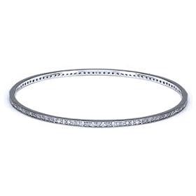 1 2 Carat Round Diamond 14k White Gold Slip-on Bangle Bracelet by Sea of Diamonds