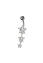 Mbody Sterling Silver Stars Dropper with Surgical Steel Bar, Set with Clear Star Shaped CZs