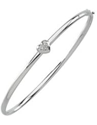 CleverEves 14K White Gold .03 Ctw Diamond Bangle Bracelet