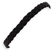 Sterling Silver Black Braided Leather Bracelet - 7 Inch Sterling Silver Black Braided Leather Bracelet - 7 Inch