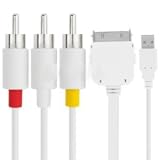 1102 IPOD CLASSIC COMPOSITE AV CABLE WITH USB & DOCK CONNECTOR - USB Charger AV Cable to TV Apple iPod iPhone 3G itouch Nano