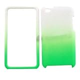 Apple iPod Touch 4 (iTouch) Leather Finish Two Tone, White and Emerald Green Snap On, Hard Cover, Case