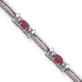 14k White Gold Diamonds and Rubies Diamond Ruby Bracelet - 7 Inch - Box Clasp