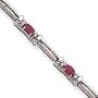 14k White Gold Diamonds and Rubies Diamond Ruby Bracelet - 7 Inch - Box Clasp - JewelryWeb
