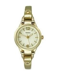 Fossil Georgia Three-Hand Leather Watch - Metallic Gold Es3426