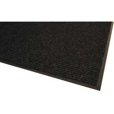 Genuine Joe Products - Indoor Mat, Vinyl Backing, 4'x6', Charcoal - Sold as 1 EA - Indoor mat features a special carpet structure that provides better cleaning action and greater absorbency. Ribbed polypropylene carpeting cleans dirt and moisture from shoes, capturing it on contact and trapping it in the mat. Durable chemical-resistant vinyl backing ensures long product life. Mat is designed for indoor use.
