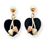 10k Black Hills Gold Onyx Heart Earrings