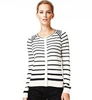 Autograph Cotton Rich Striped Cardigan with Silk