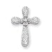 14k White Gold Diamond Filigree Cross Pendant