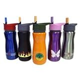 Eco Vessel Kids Insulated Stainless Steel Water Bottle with Flip Straw Top - 13 Oz (Double wall thermos) ~ Eco Vessel