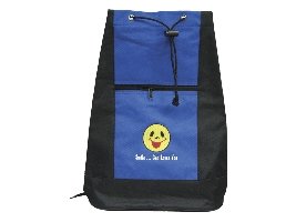 Canvas Two-toned Black/blue Backpack with Smiley Face