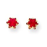 14k 4mm Synthetic Ruby Earrings