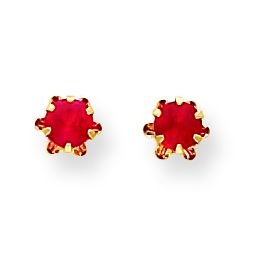 14k 4mm Synthetic Ruby Earrings