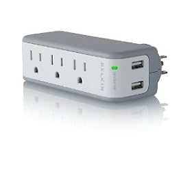Belkin Mini Surge 3OUT Wall Mount 75K  918J with USB Charger