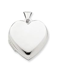 14k White Gold Polished Heart-Shaped Domed Locket