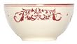 Ceramic Pottery Cereal Bowl With Crimson Red Decorative Scroll Design 6"D Set / 2