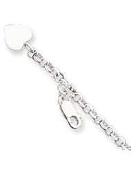 Sterling Silver Heart Charm Rolo Bracelet QG1470-7.5"