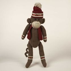 Knitted Monkey with Red Jacket
