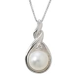 6.5mm Freshwater Pearl and Diamond Pendant
