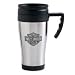Harley Davidson Bar & Shield Travel Coffee Mug. Insulated 14 oz. stainless steel travel mug. Bar & Shield logo. Not microwave safe. Hand wash only. 99327-08V