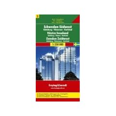 Schweden S�dwest, G�teborg V�nersee Karlstad 1:250 000. Autokarte. Sehensw�rdigkeiten. Entfernungen in km. Campingpl�tze: Goteborg, Vanersee, Karlstad No. 2