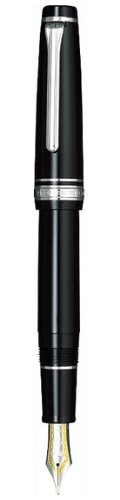 Sailor Professional Gear Black Silver Trim Fountain Pen, Medium nib 11-2037M