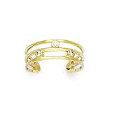 10k Yellow Gold Cubic Zirconia Trio Band Toe Ring