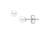Akoya Cultured Pearl Stud Earrings : 14K White Gold  4 MM