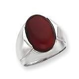 Sterling Silver Oval Carnelian Stone Mens Ring - Size 9