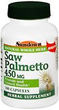 Sundown Saw Palmetto 450mg Capsules, Herbal Supplement - 100 Ea (3 pack)