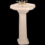 Corner Sinks Bone Vitreous China, Portsmouth Corner Pedestal Sink Bone 32 3/4in. H