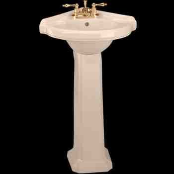 Corner Sinks Bone Vitreous China, Portsmouth Corner Pedestal Sink Bone 32 3/4in. H