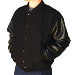 IMAGE OF 5XL Varsity Jacket - Black Wool and Leather