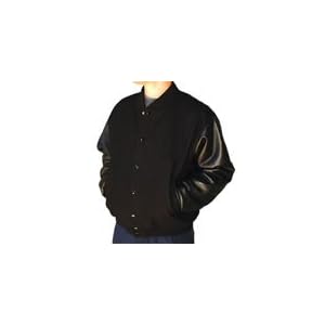Buy 5XL Varsity Jacket - Black Wool and Leather by Varsity Sports Apparel