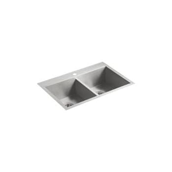 KOHLER K-3820-1-NA Vault Double-Equal Kitchen Sink with Single-Hole Faucet Drilling
