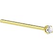 Solid 14KT Yellow Gold 2mm Clear Cubic Zirconia Straight Fishtail 3/4 - 18 Gauge