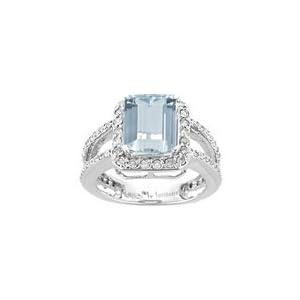 Aquamarine Ring - 3 4 Ct Diamond and Aquamarine Ring in 14K Gold by