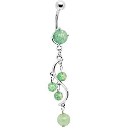 Semi Precious Jade Stone Vine Dangle Belly Ring