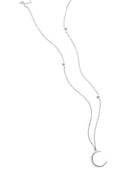 Genuine Elegante Necklace. 24" Rhodium Plated Moon and Stars Necklace. 100% Satisfaction Guaranteed.