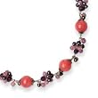 Sterling Silver Pink/Lavender Agate/Amethyst/Grey Cult. Pearl Necklace - 16 Inch