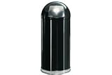 12 Gallon Round Top Waste Receptacle With Galvanized Liner - Black